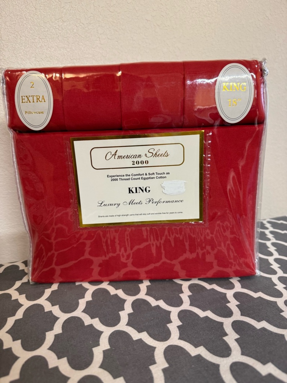 American Sheets 2000 Thread Count Egyptian Cotton King Sheet Set in Red